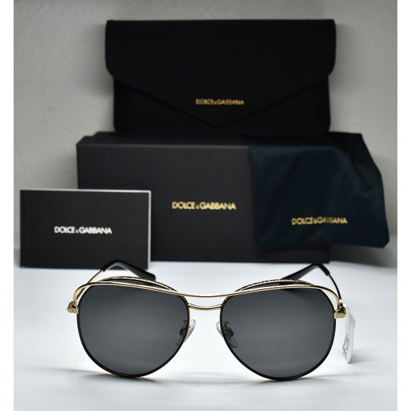 DOLCE & GABBANA DG2261 1334/87 GOLD/BLACK GREY PILOT SUNGLASSES. 58mm main image 7